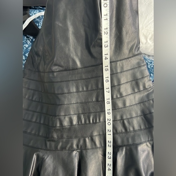 Neiman Marcus,Habitual Black Faux Leather Fit & Flare Banded Waist Dress,Size XS - Picture 13 of 14